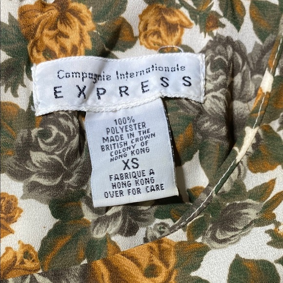 VNTG 90’s Express Casual Floral Scoop Neck Crop Jumpsuit in Orange and Green - Picture 2 of 7